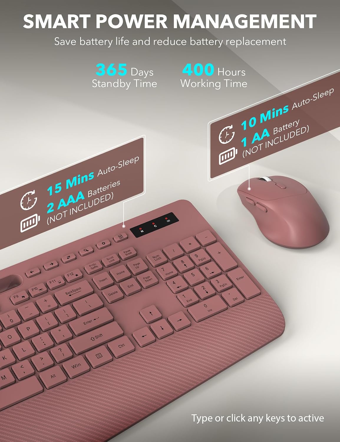 KIT INALÁMBRICO DE TECLADO Y MOUSE TRUEQUE CON REPOSAMUÑECAS ERGONÓMICO - 5