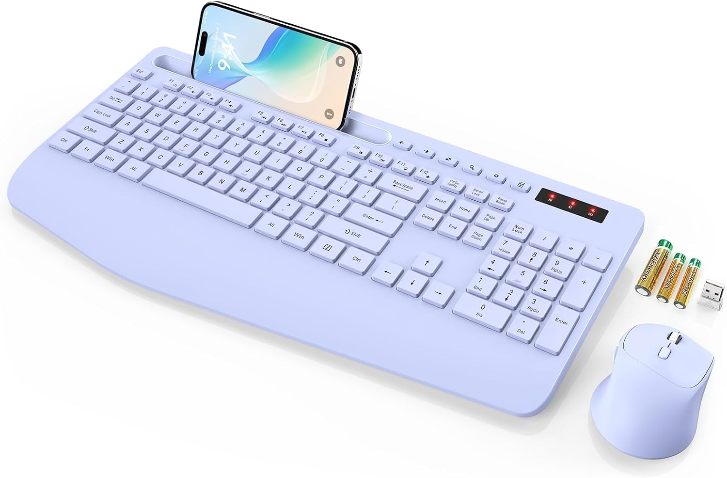 KIT INALÁMBRICO TECLADO Y MOUSE SABLUTE KM23D CON REPOSAMUÑECAS ERGONÓMICO - 1