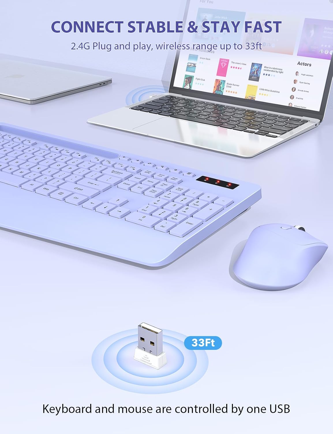 KIT INALÁMBRICO TECLADO Y MOUSE SABLUTE KM23D CON REPOSAMUÑECAS ERGONÓMICO - 4