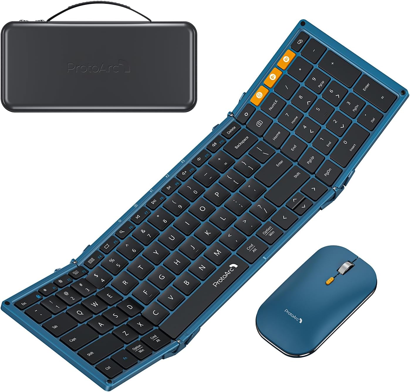 KIT DE TECLADO Y MOUSE PLEGABLE PROTOARC XKM01 AZUL - 1