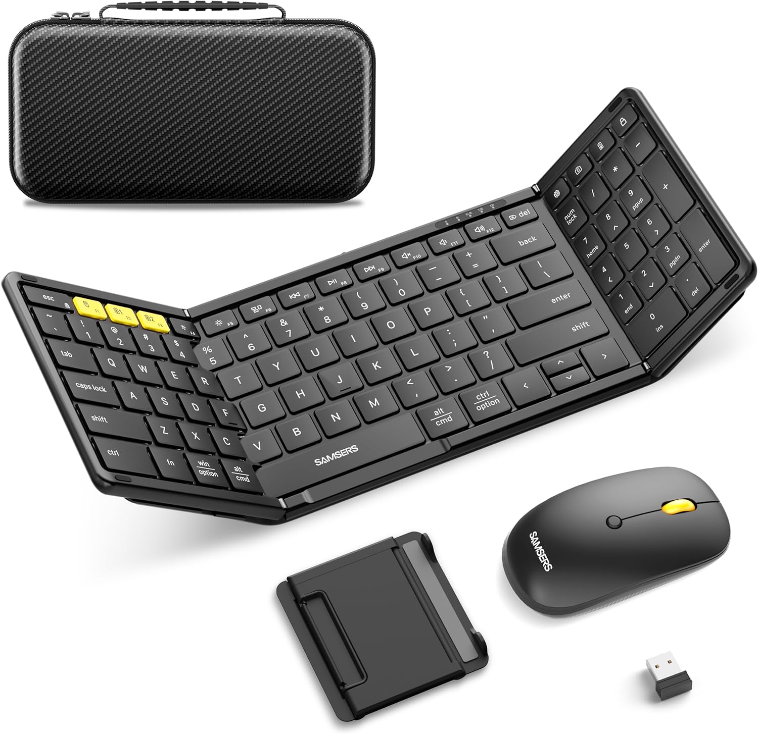 KIT DE TECLADO Y MOUSE PLEGABLE SAMSERS BLUETOOTH 2.4G + BT5.0 NEGRO - 1