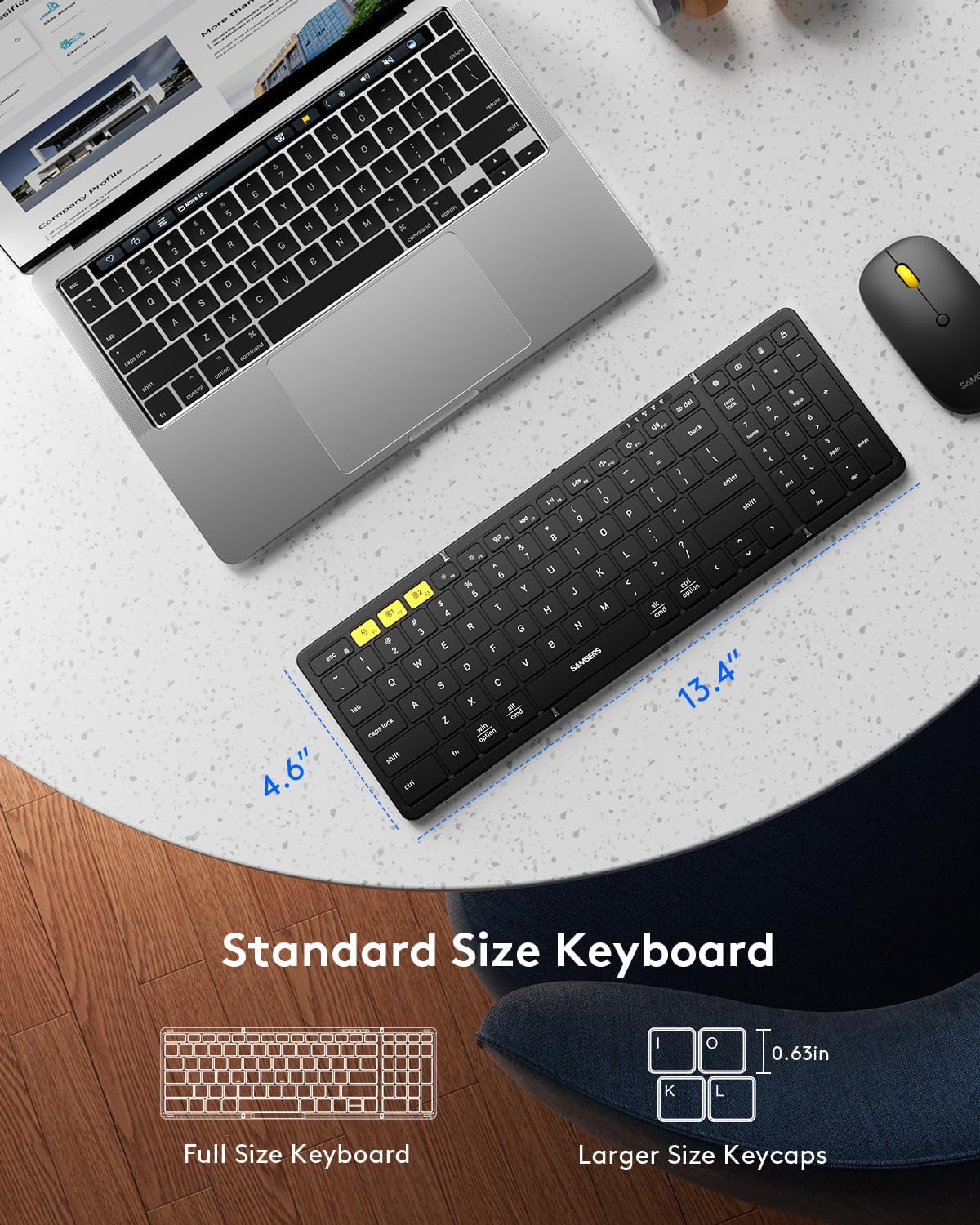 KIT DE TECLADO Y MOUSE PLEGABLE SAMSERS BLUETOOTH 2.4G + BT5.0 NEGRO - 3