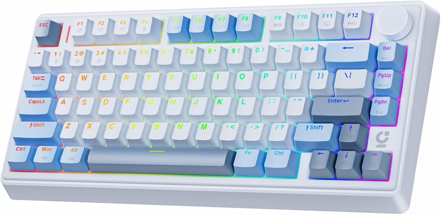 TECLADO MECÁNICO COMPACTO 75% WEGEAR CON PERILLA PARA PC/MAC PORTÁTIL AZUL - 1
