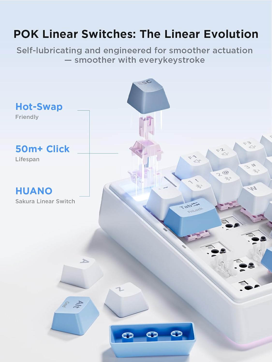TECLADO MECÁNICO COMPACTO 75% WEGEAR CON PERILLA PARA PC/MAC PORTÁTIL AZUL - 2