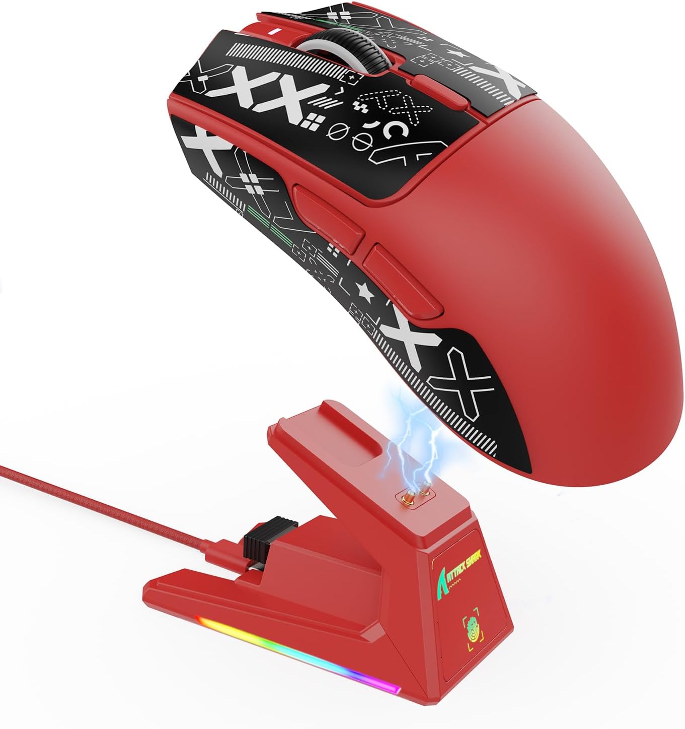 MOUSE GAMER ATTACK SHARK X1 ULTRALIGHT TRI MODE WIRELESS 40000 DPI ROJO - 1