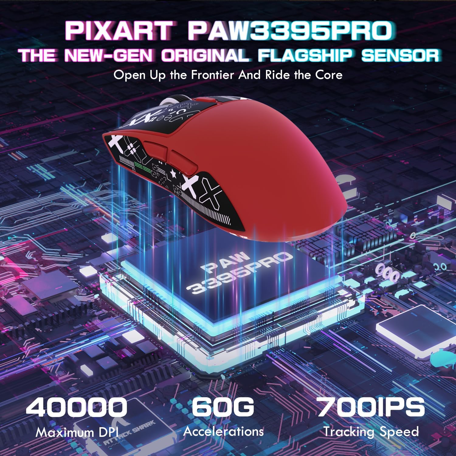MOUSE GAMER ATTACK SHARK X1 ULTRALIGHT TRI MODE WIRELESS 40000 DPI ROJO - 3