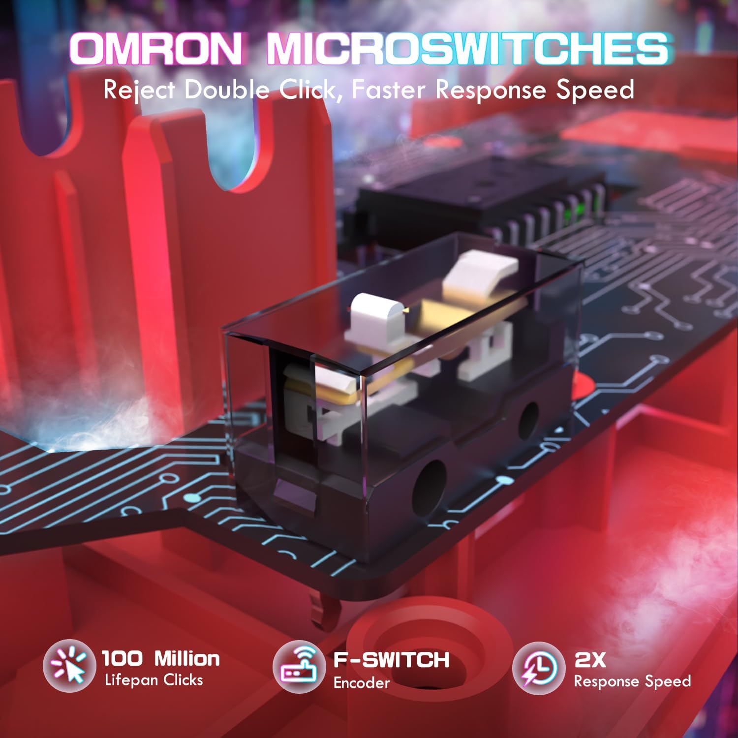 MOUSE GAMER ATTACK SHARK X1 ULTRALIGHT TRI MODE WIRELESS 40000 DPI ROJO - 4