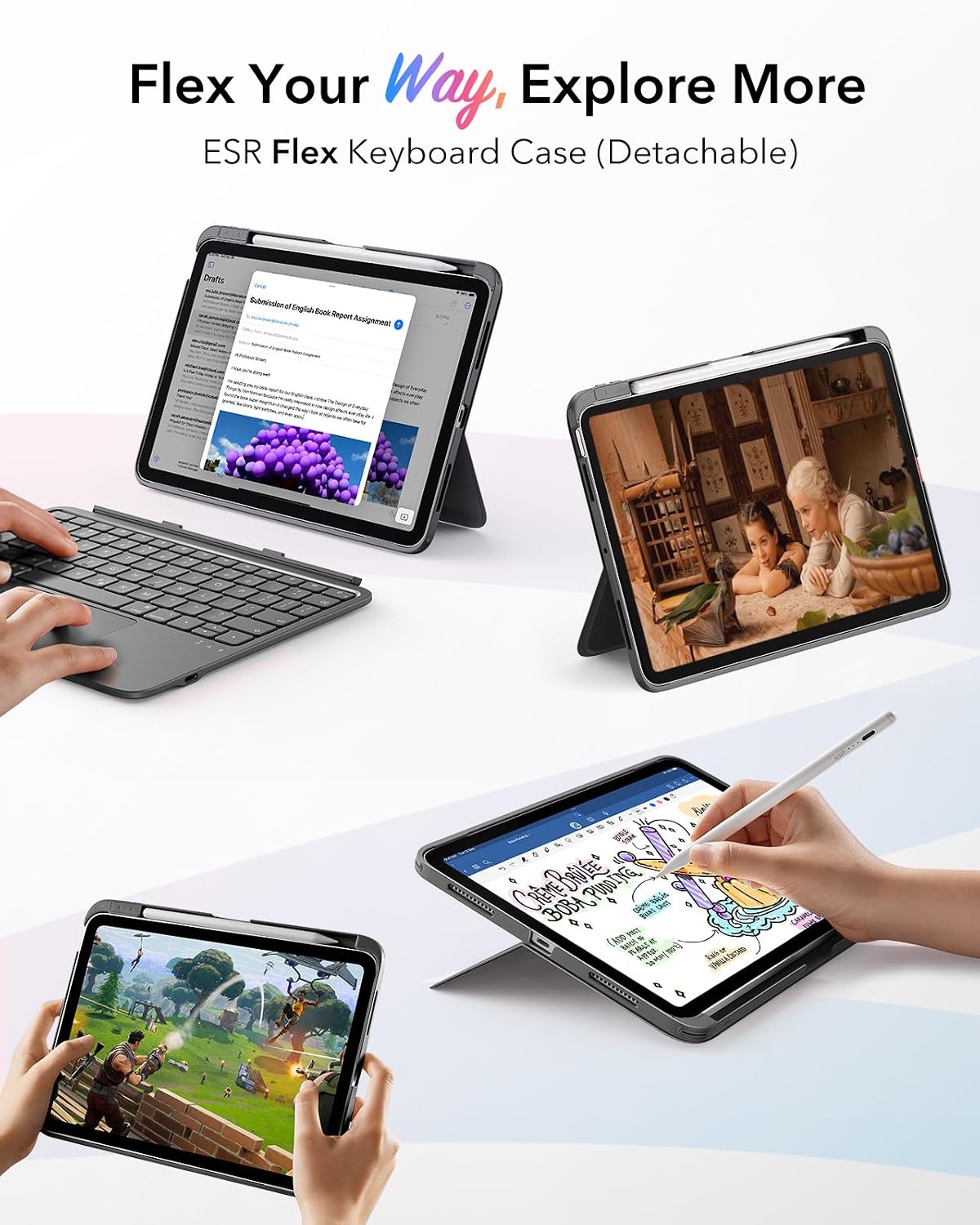FUNDA CON TECLADO ESR PARA IPAD 11'' (A16) 10ª GENERACIÓN 2025 ULTRALIGERA - 3