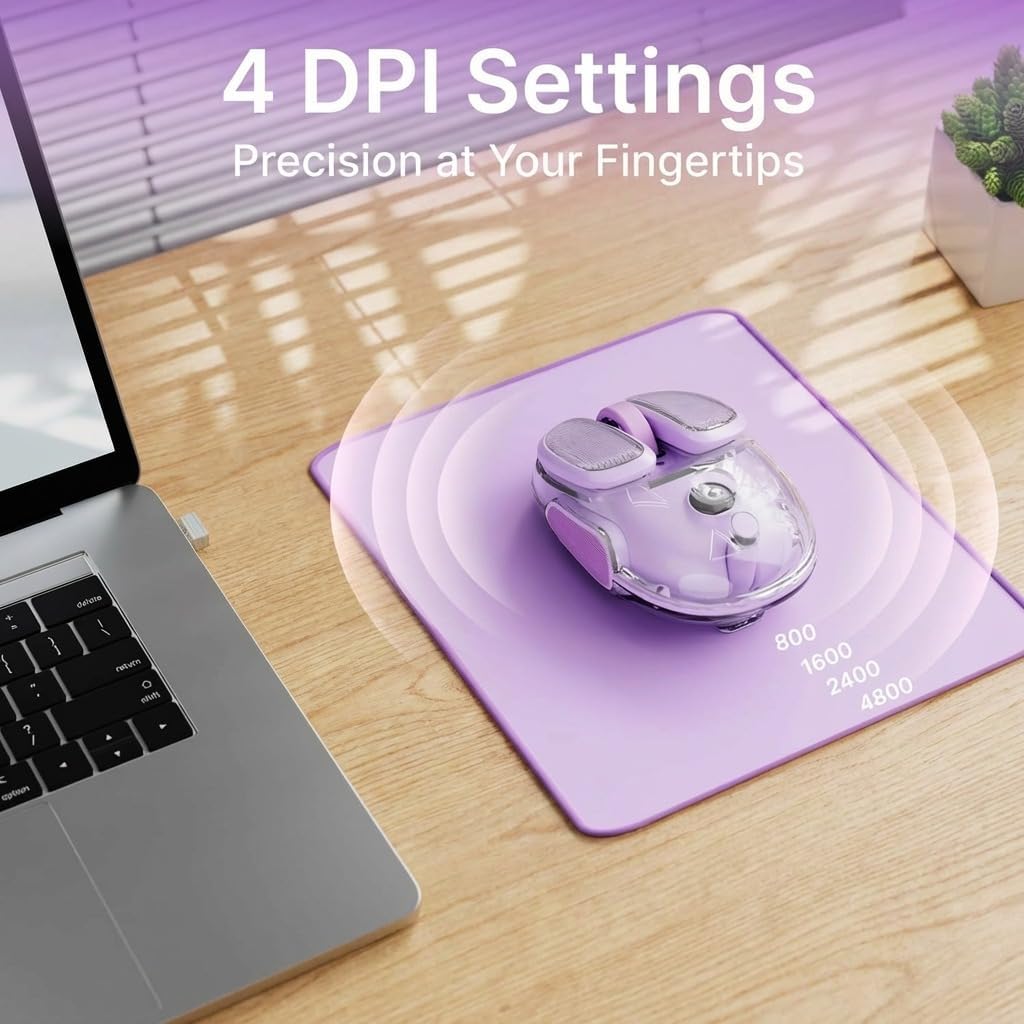 MOUSE INALÁMBRICO BLUETOOTH SEUNKWANG Q9 TRANSPARENTE RECARGABLE CLIC SILENCIOSO PARA MANOS PEQUEÑAS - 3