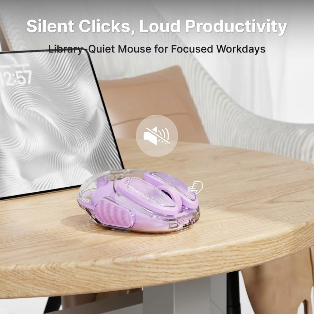 MOUSE INALÁMBRICO BLUETOOTH SEUNKWANG Q9 TRANSPARENTE RECARGABLE CLIC SILENCIOSO PARA MANOS PEQUEÑAS - 4