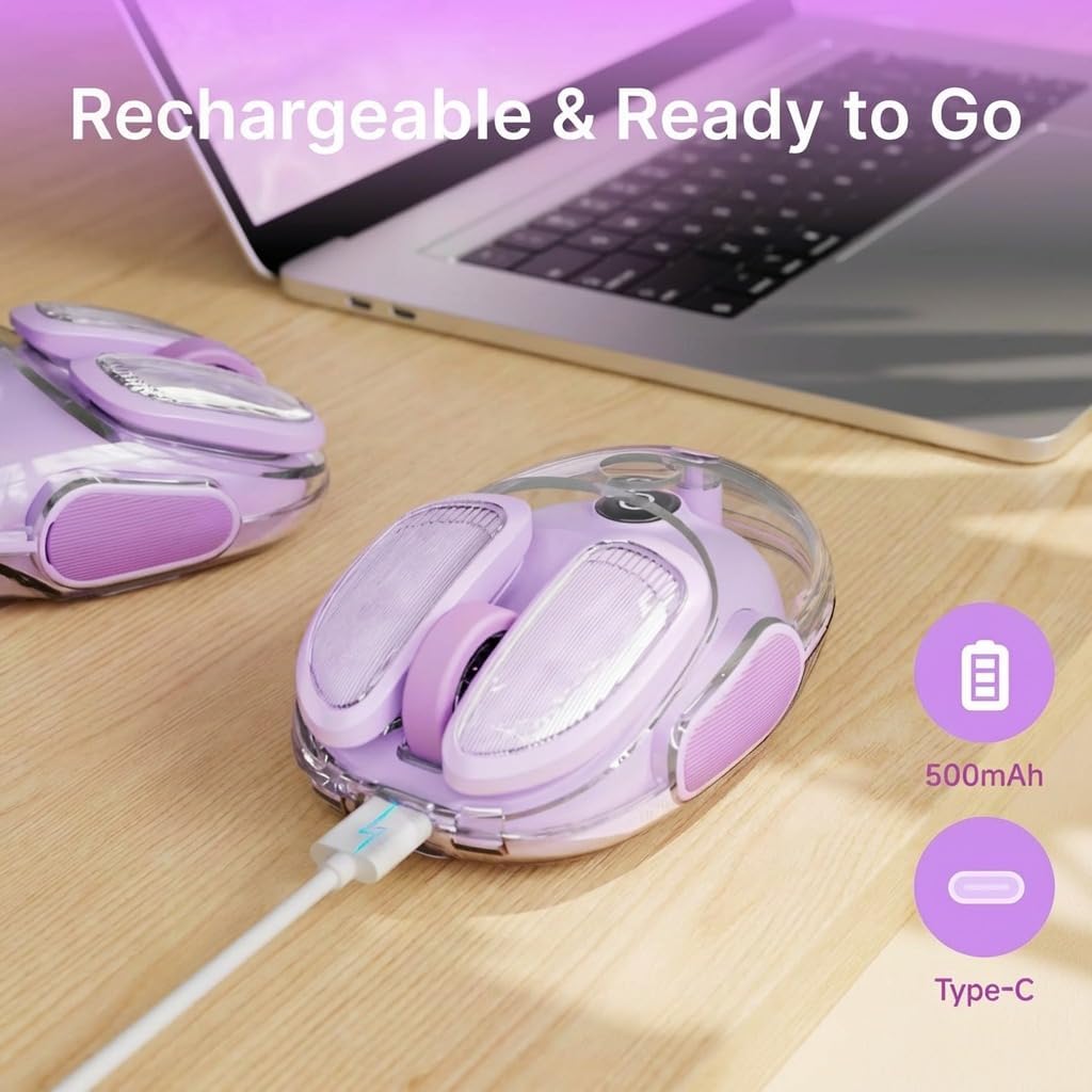 MOUSE INALÁMBRICO BLUETOOTH SEUNKWANG Q9 TRANSPARENTE RECARGABLE CLIC SILENCIOSO PARA MANOS PEQUEÑAS - 5