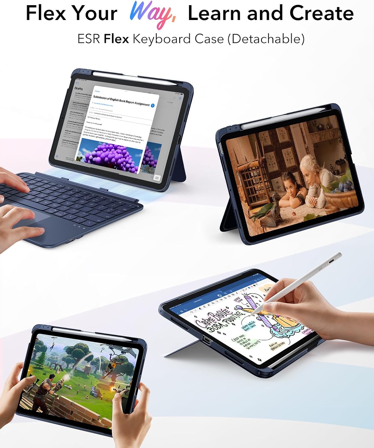FUNDA CON TECLADO ESR PARA IPAD AIR 11 PULGADAS M4/M3/M2 ULTRALIGERA - 3