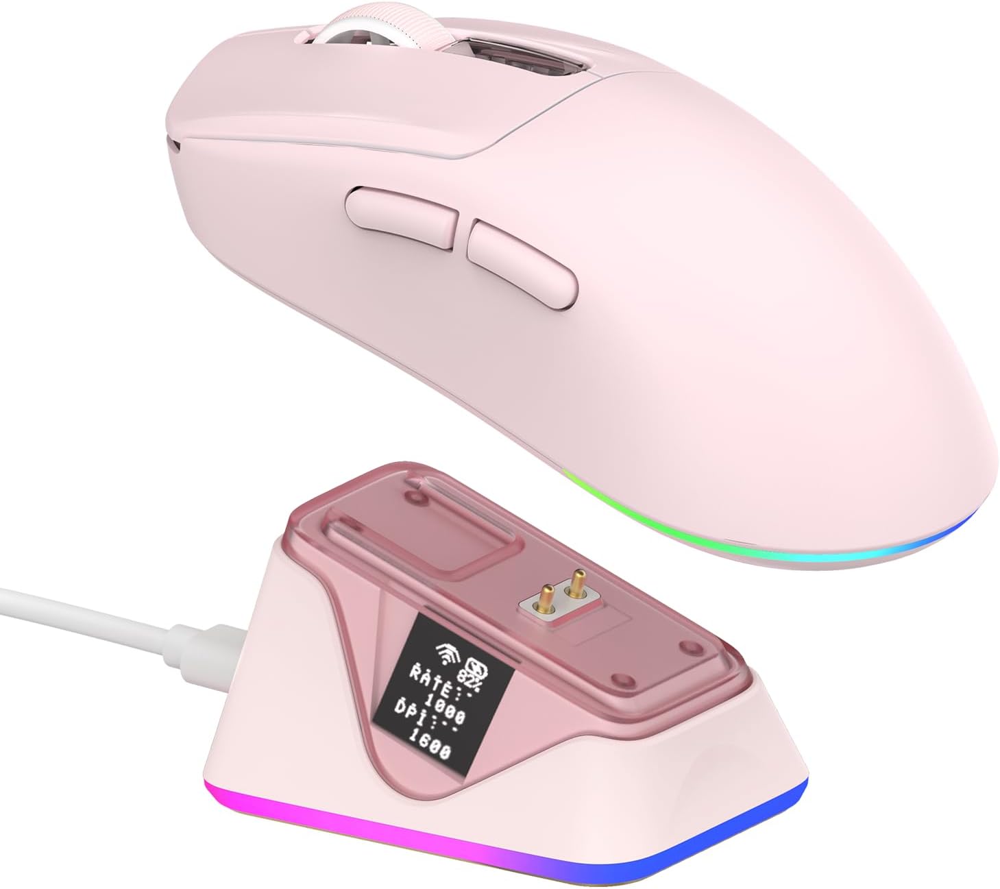 MOUSE GAMER EPOMAKER NEX LITE INALÁMBRICO CON PANTALLAS Y BASE DE CARGA RGB - 1