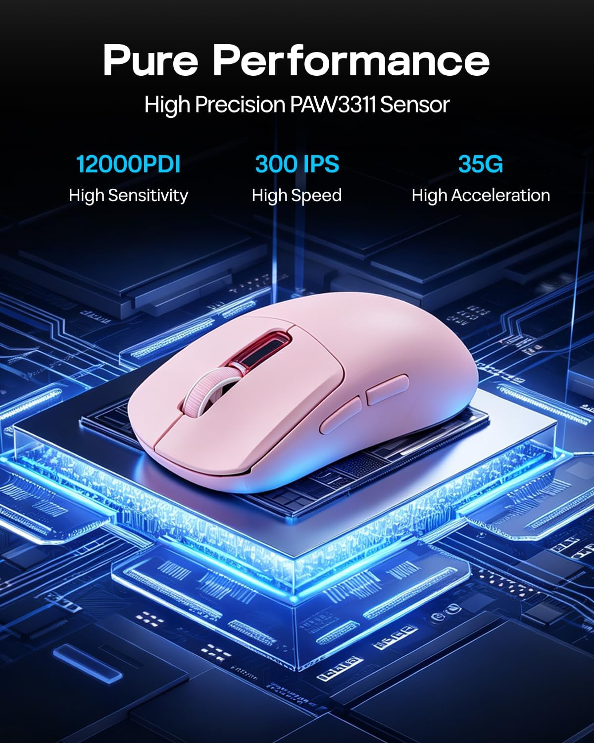 MOUSE GAMER EPOMAKER NEX LITE INALÁMBRICO CON PANTALLAS Y BASE DE CARGA RGB - 3