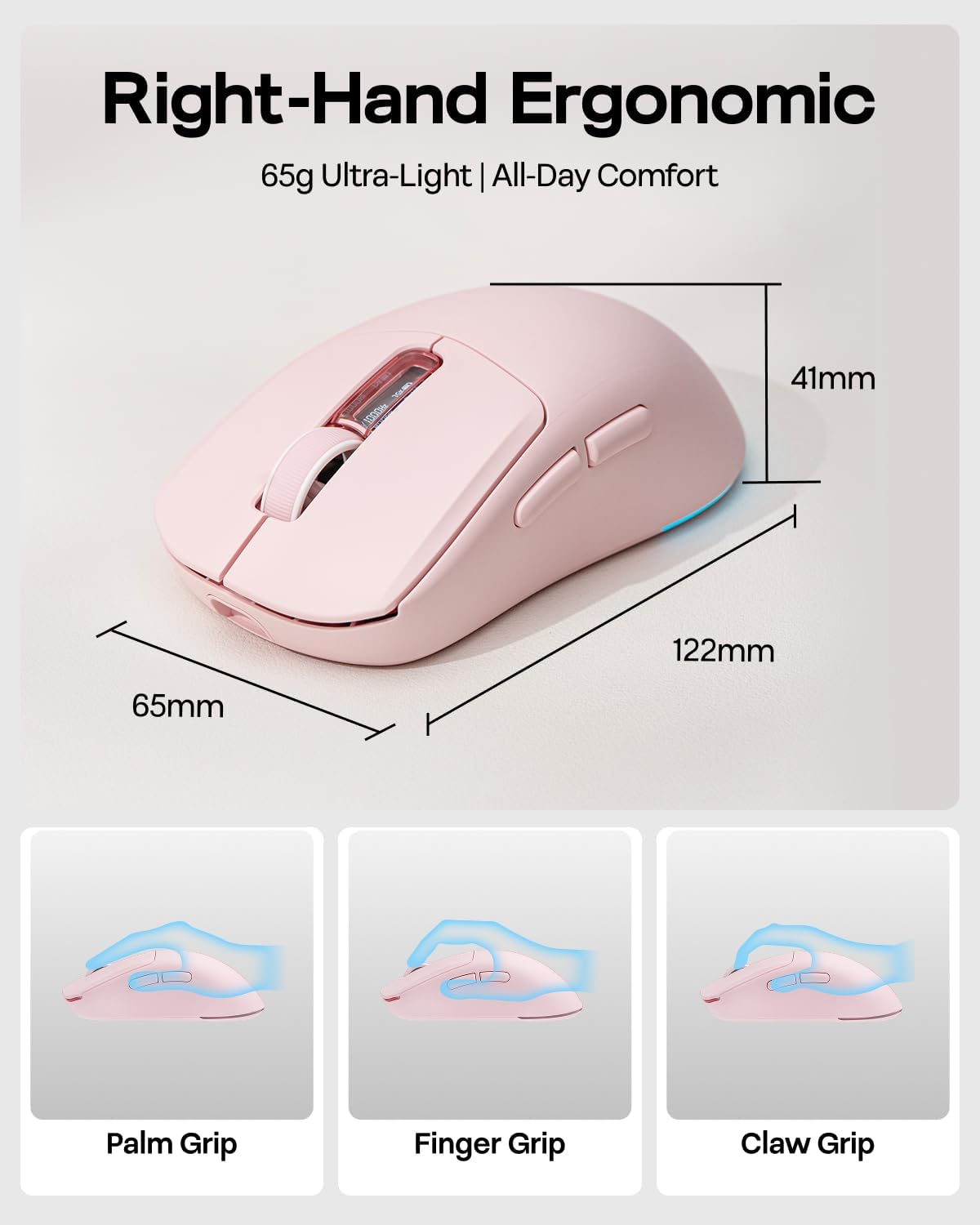 MOUSE GAMER EPOMAKER NEX LITE INALÁMBRICO CON PANTALLAS Y BASE DE CARGA RGB - 5