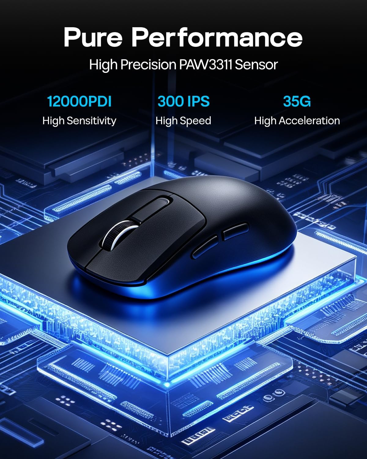 MOUSE GAMER EPOMAKER NEX LITE INALÁMBRICO CON PANTALLAS Y BASE DE CARGA RGB - 3
