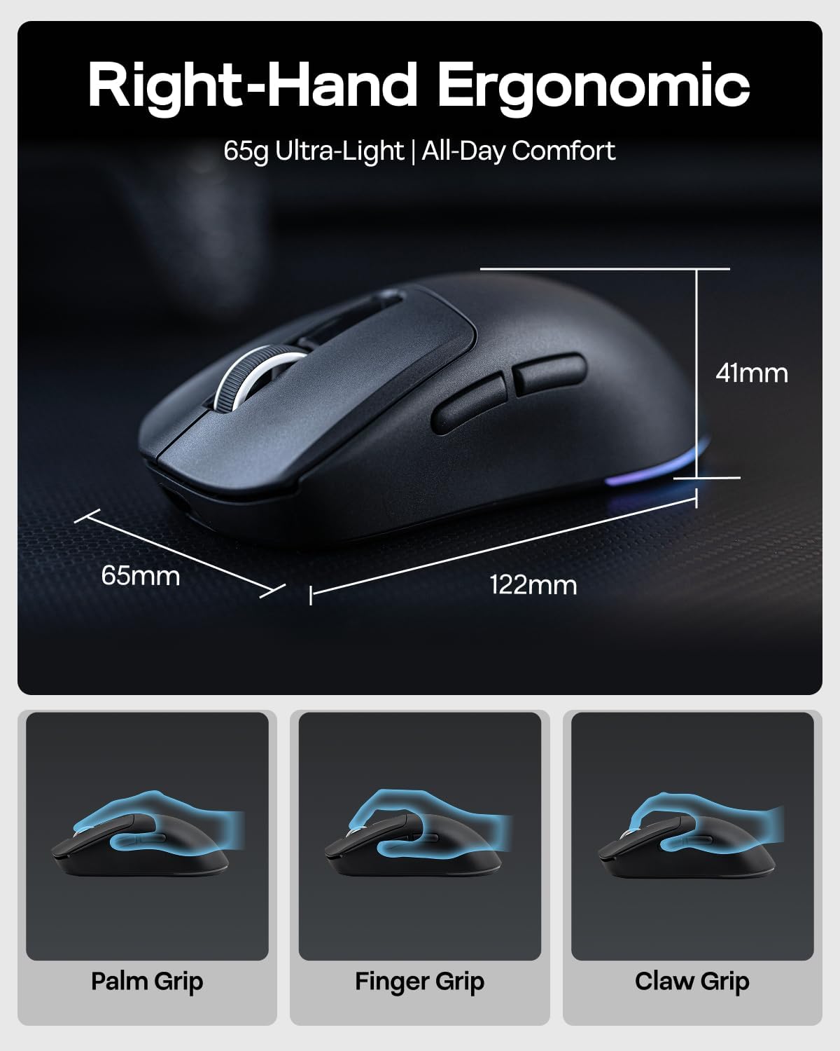 MOUSE GAMER EPOMAKER NEX LITE INALÁMBRICO CON PANTALLAS Y BASE DE CARGA RGB - 5