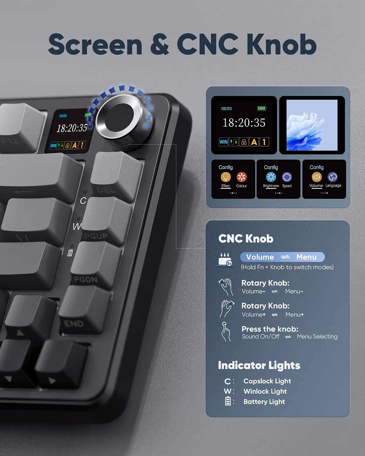 TECLADO MECÁNICO INALÁMBRICO REDTHUNDER K75 PRO 75% CON PANTALLA TFT Y PERILLA CNC GRIS DEGRADADO - 3