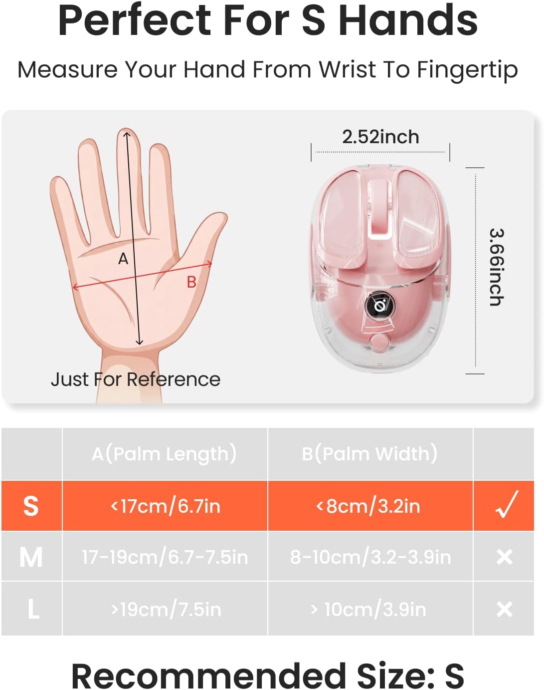 MOUSE INALÁMBRICO BLUETOOTH SEUNKWANG TRANSPARENTE RECARGABLE CLIC SILENCIOSO PARA MANOS PEQUEÑAS - 2