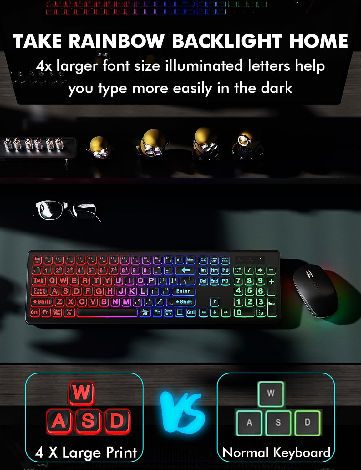 KIT INALÁMBRICO DE TECLADO Y MOUSE TRUEQUE CON RETROILUMINACIÓN RGB RECARGABLE - 2