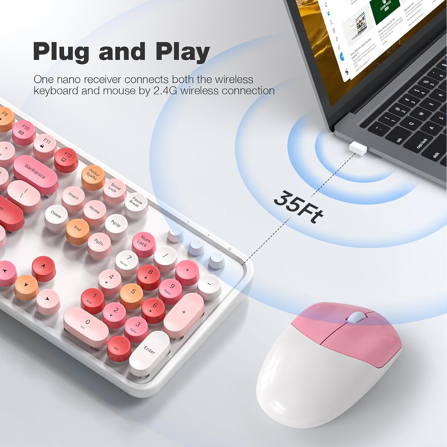 KIT DE TECLADO Y MOUSE INALĂMBRICO MOFII 2.4GHZ TAMAĂO COMPLETO COLOR LABIAL - 2