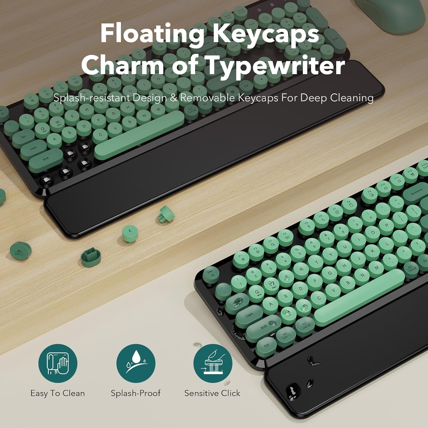 KIT INALÁMBRICO TECLADO Y MOUSE SABLUTE VERDE NEGRO CON REPOSAMUÑECAS MAGNÉTICO - 4