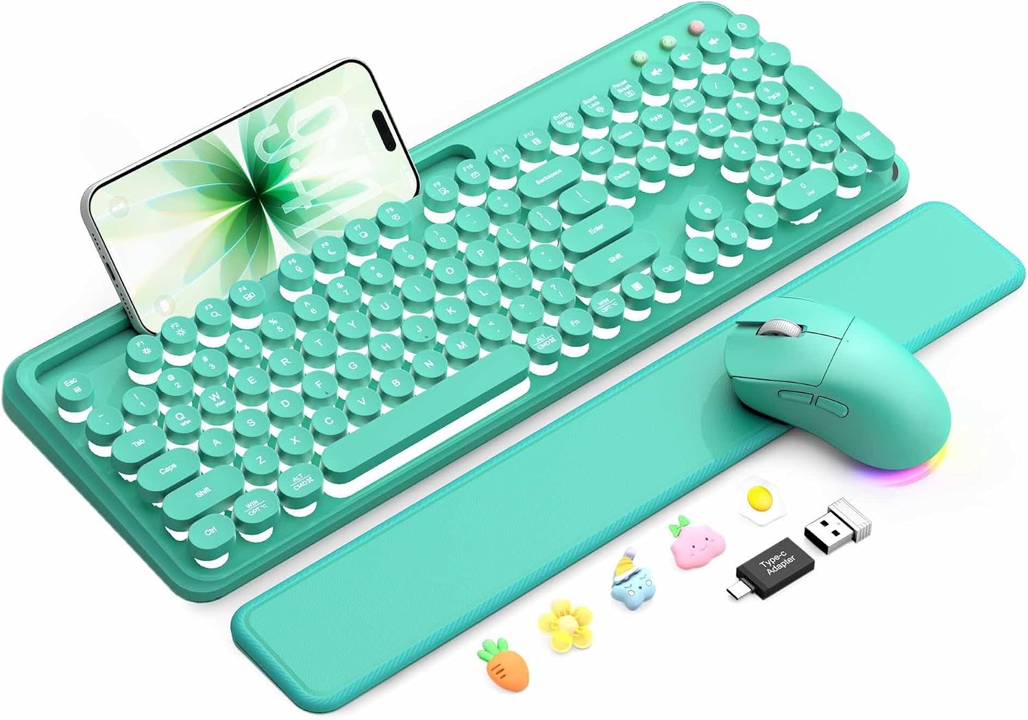 KIT INALÁMBRICO TECLADO Y MOUSE SABLUTE RETRO CON REPOSAMUÑECAS MAGNÉTICO - 1