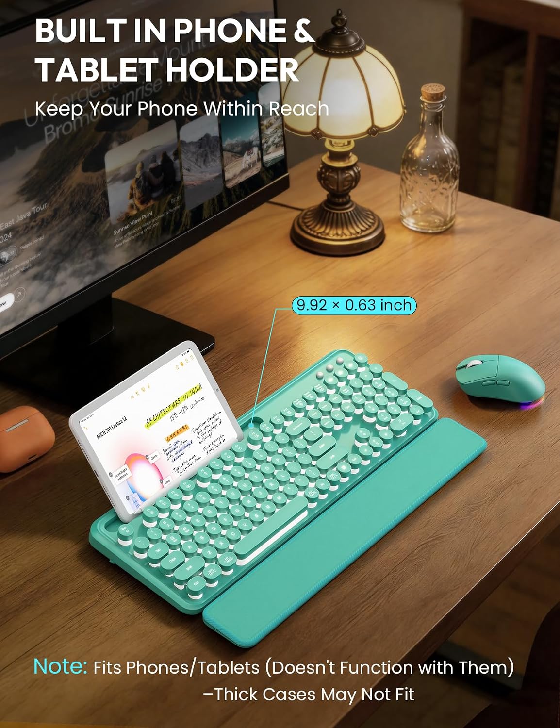 KIT INALÁMBRICO TECLADO Y MOUSE SABLUTE RETRO CON REPOSAMUÑECAS MAGNÉTICO - 4