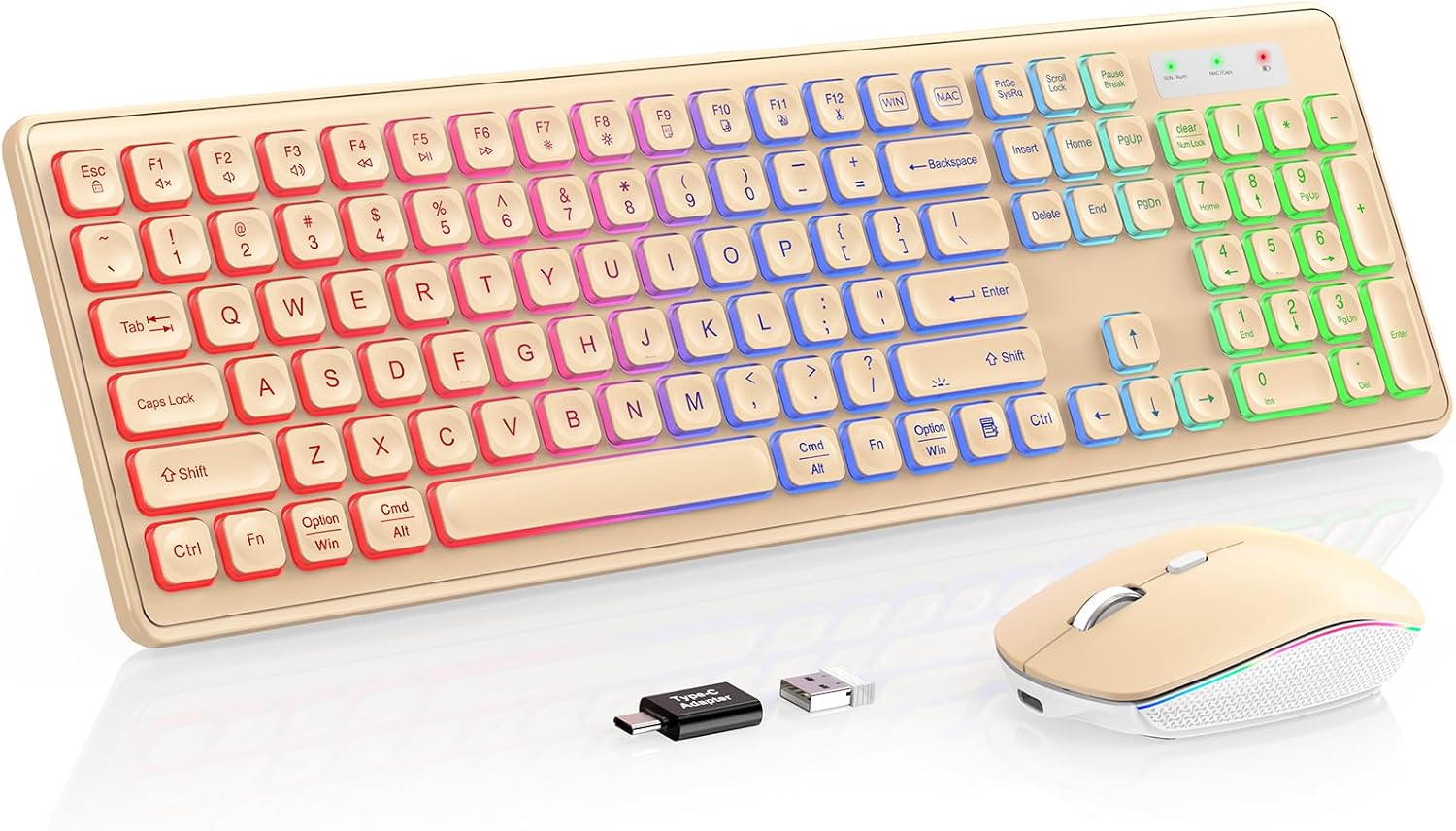 KIT INALÁMBRICO TECLADO Y MOUSE TRUEQUE CON RETROILUMINACIÓN RGB RECARGABLE - 1