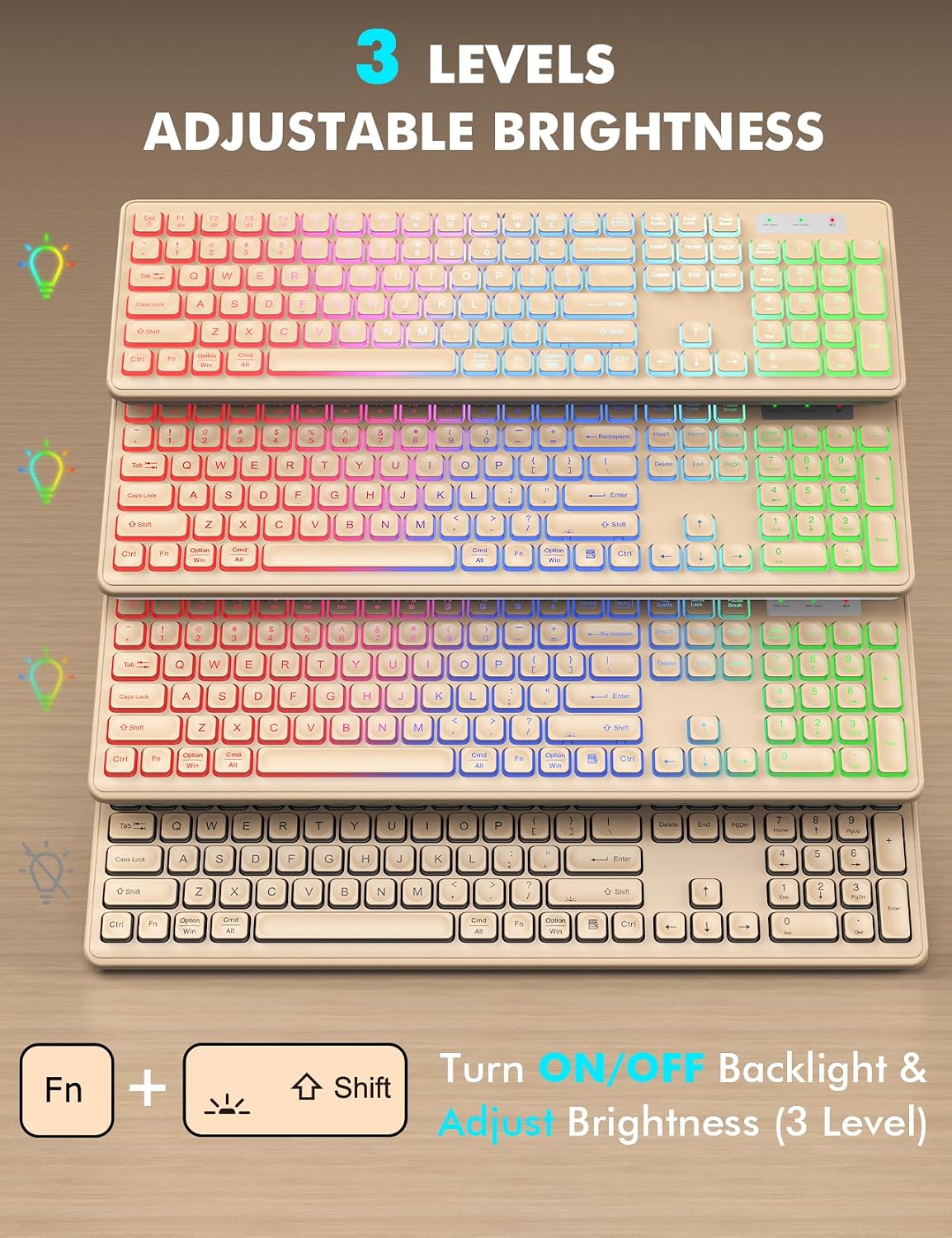 KIT INALÁMBRICO TECLADO Y MOUSE TRUEQUE CON RETROILUMINACIÓN RGB RECARGABLE - 2