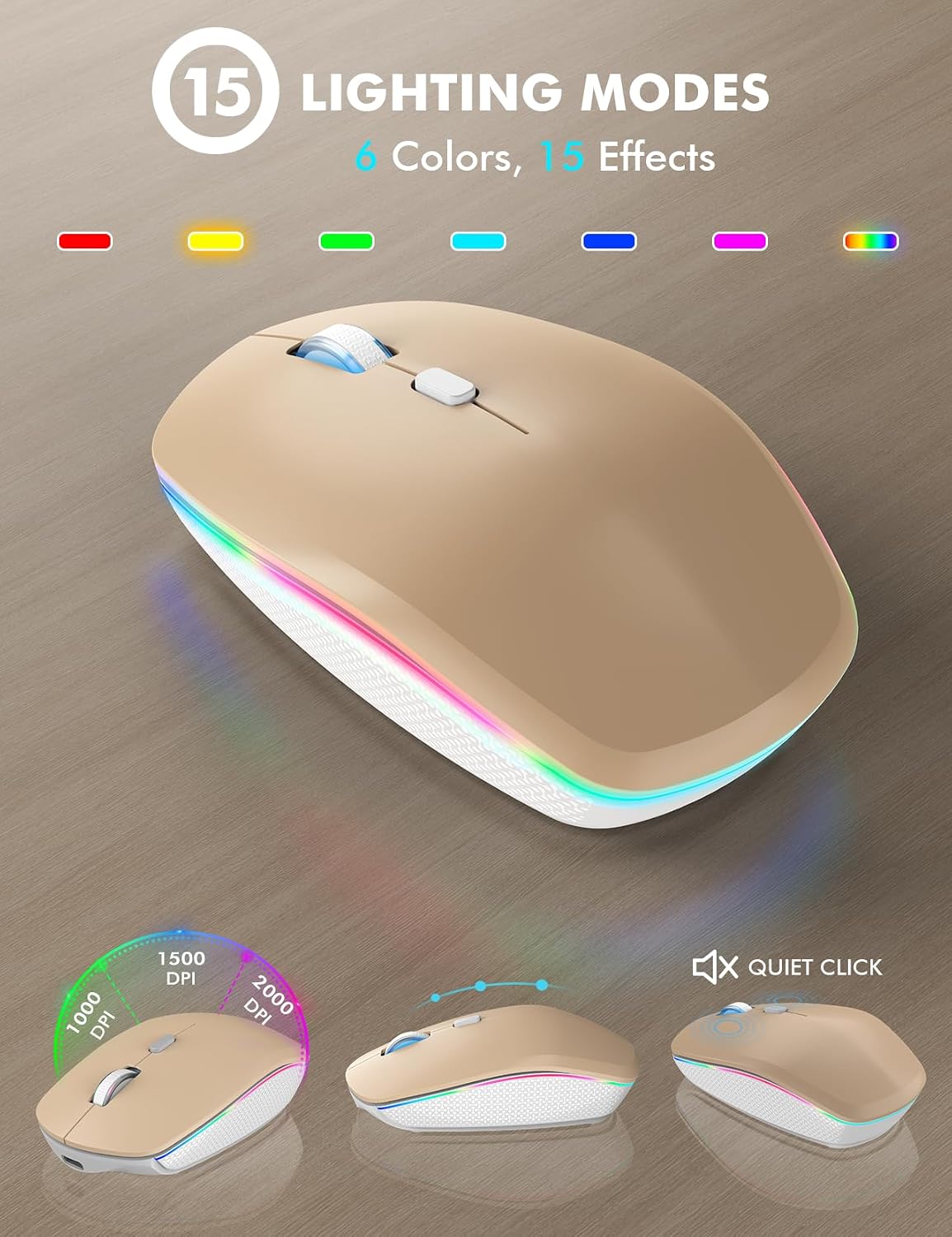 KIT INALÁMBRICO TECLADO Y MOUSE TRUEQUE CON RETROILUMINACIÓN RGB RECARGABLE - 5