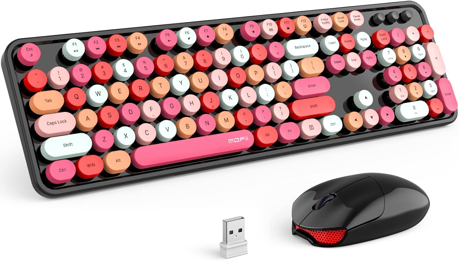 KIT DE TECLADO Y MOUSE INALÁMBRICO MOFII 2.4GHZ RETRO TAMAÑO COMPLETO NEGRO - 1