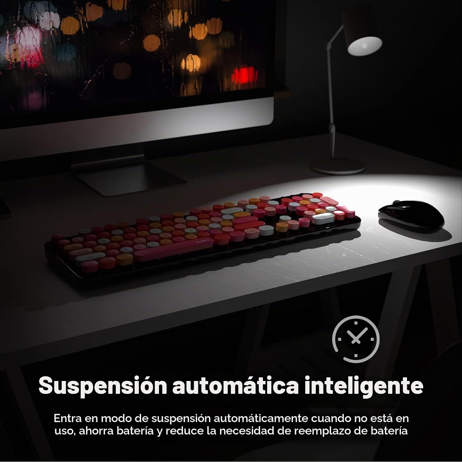 KIT DE TECLADO Y MOUSE INALÁMBRICO MOFII 2.4GHZ RETRO TAMAÑO COMPLETO NEGRO - 4