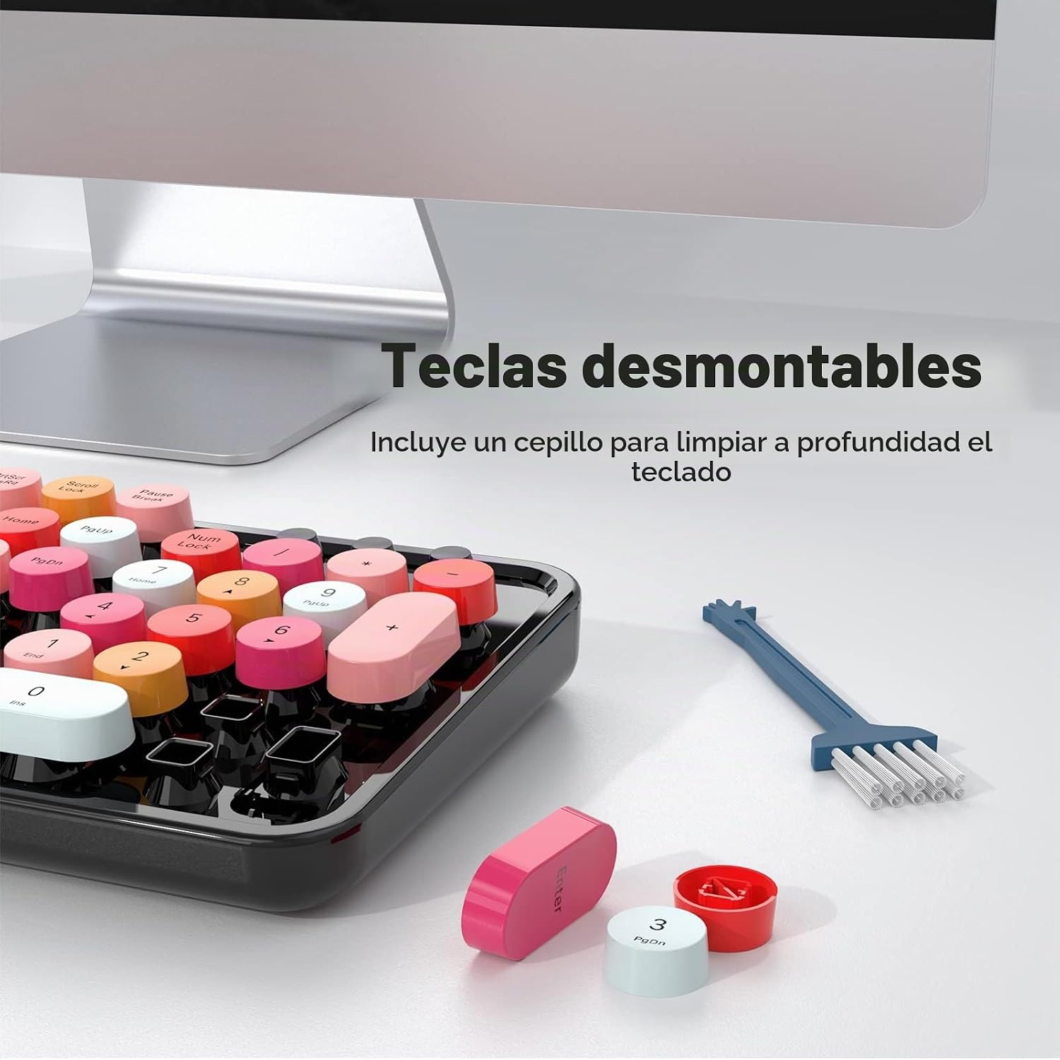 KIT DE TECLADO Y MOUSE INALÁMBRICO MOFII 2.4GHZ RETRO TAMAÑO COMPLETO NEGRO - 5
