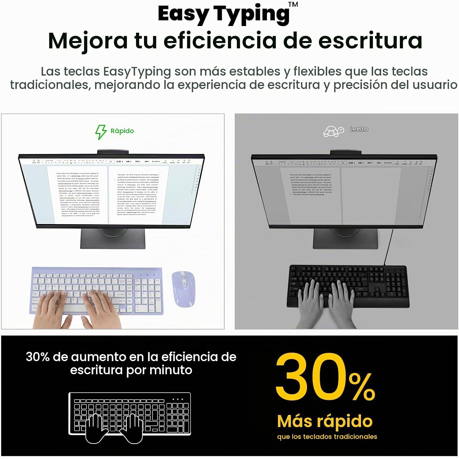 KIT INALÁMBRICO DE TECLADO Y MOUSE CIMETECH MORADO Y BLANCO - 3