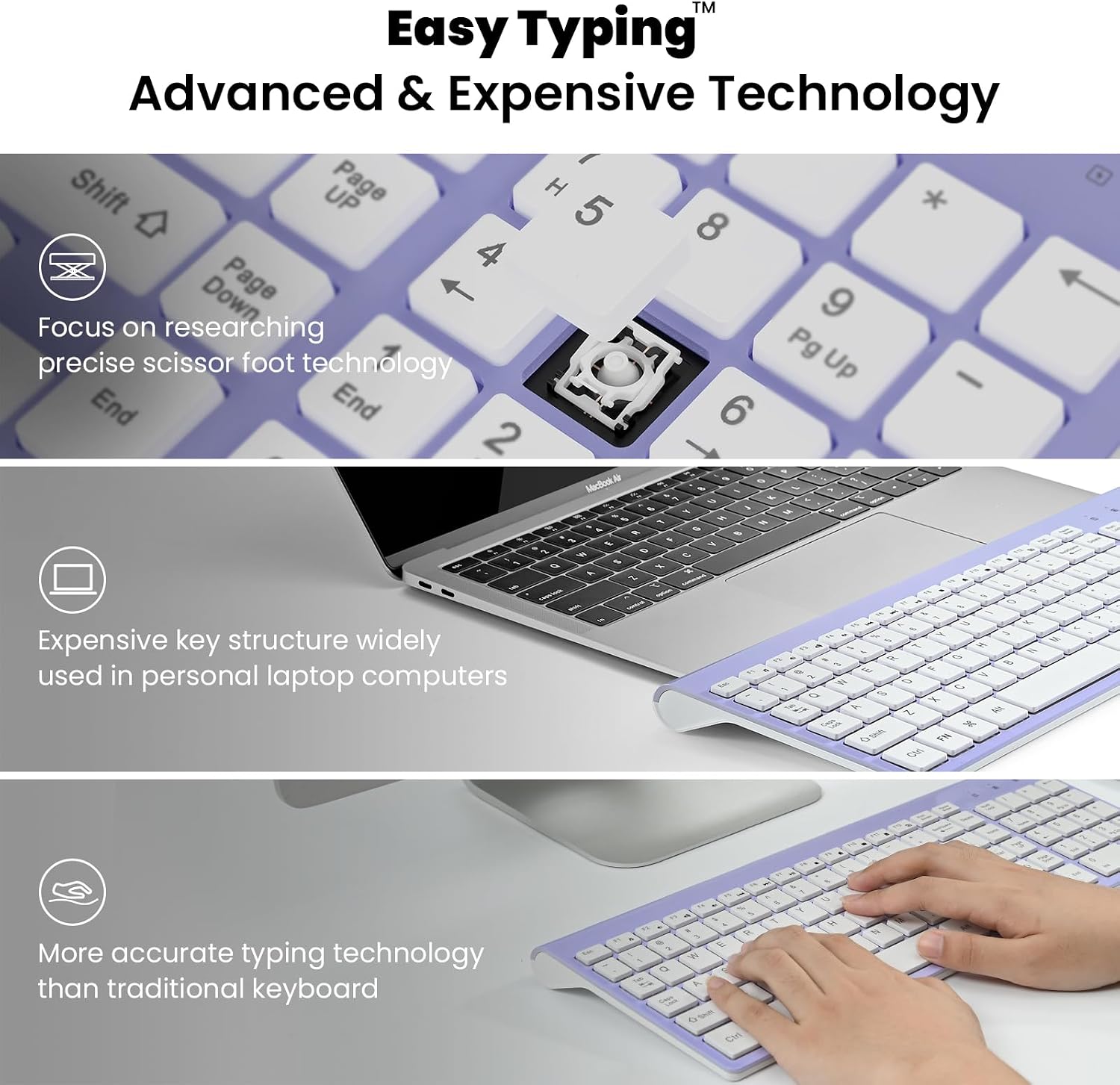 KIT INALÁMBRICO DE TECLADO Y MOUSE CIMETECH MORADO Y BLANCO - 4