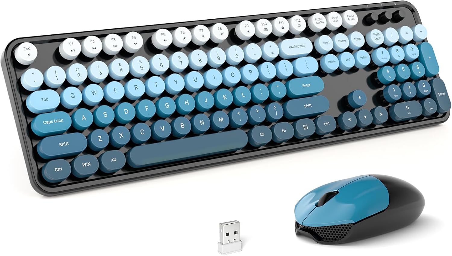 KIT DE TECLADO Y MOUSE INALÁMBRICO MOFII MODELO BLACK BLUE GRADIENT - 1