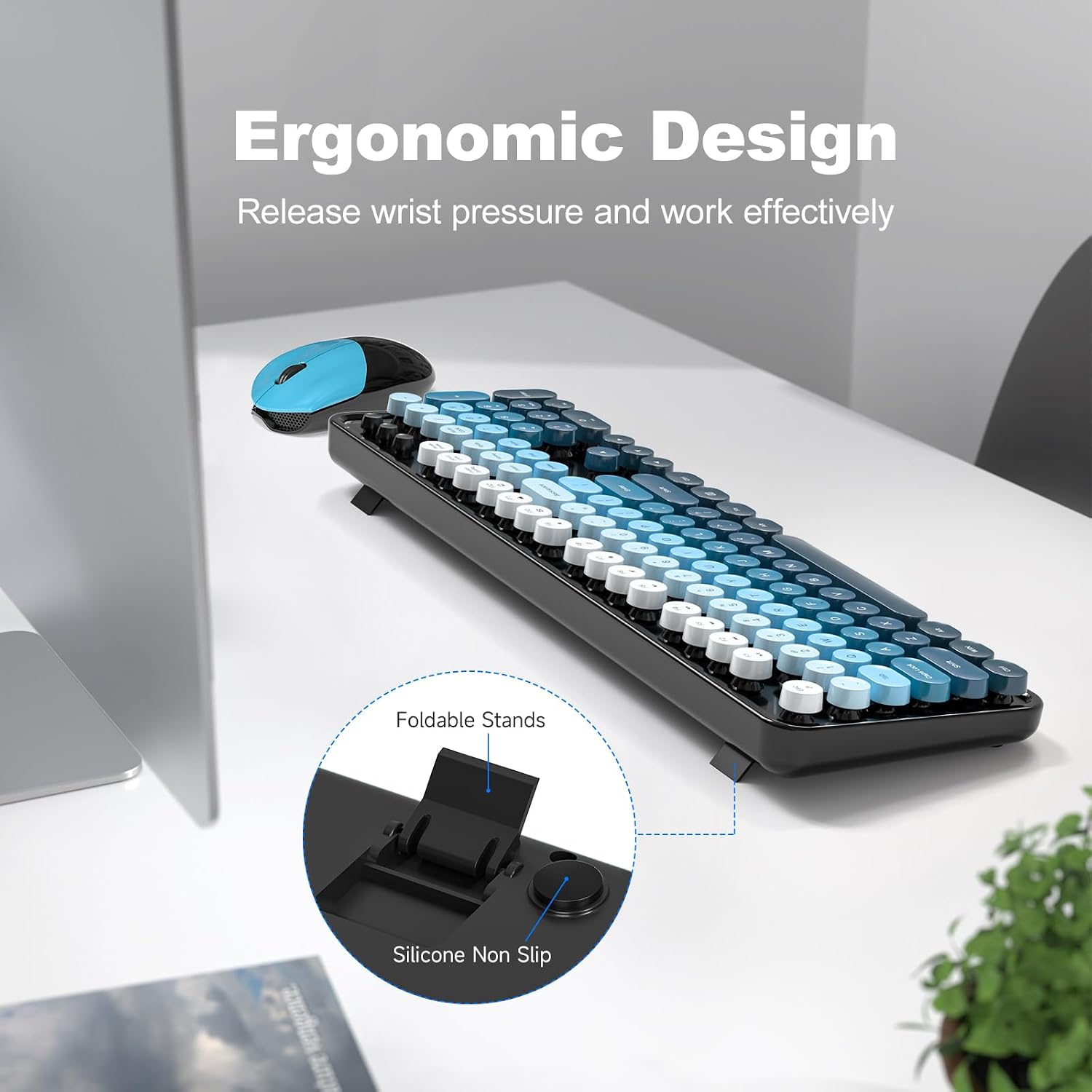 KIT DE TECLADO Y MOUSE INALÁMBRICO MOFII MODELO BLACK BLUE GRADIENT - 3