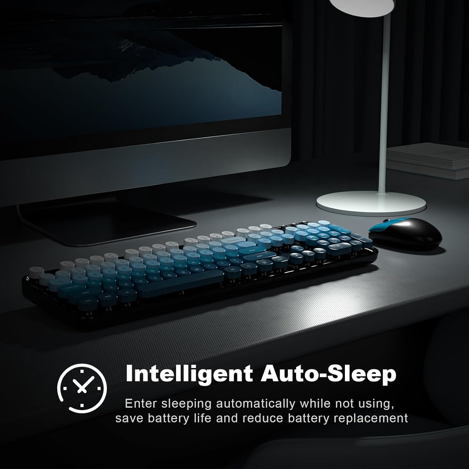 KIT DE TECLADO Y MOUSE INALÁMBRICO MOFII MODELO BLACK BLUE GRADIENT - 4