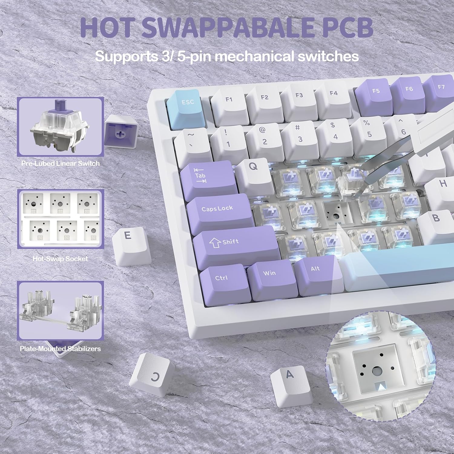 TECLADO MECÁNICO INALÁMBRICO ATTACK SHARK X820 ULTRA 75% BLANCO STARLIGHT - 4