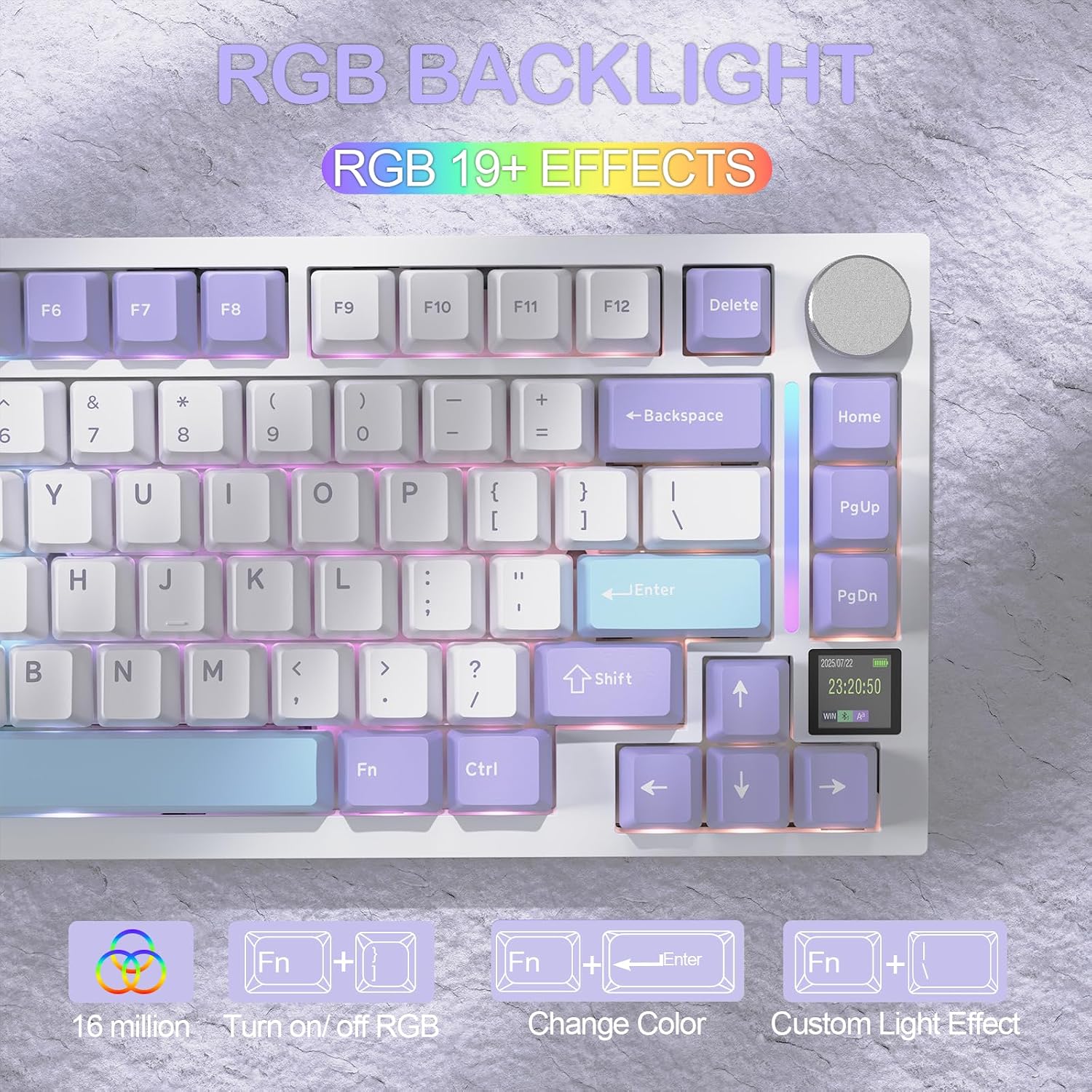 TECLADO MECÁNICO INALÁMBRICO ATTACK SHARK X820 ULTRA 75% BLANCO STARLIGHT - 5