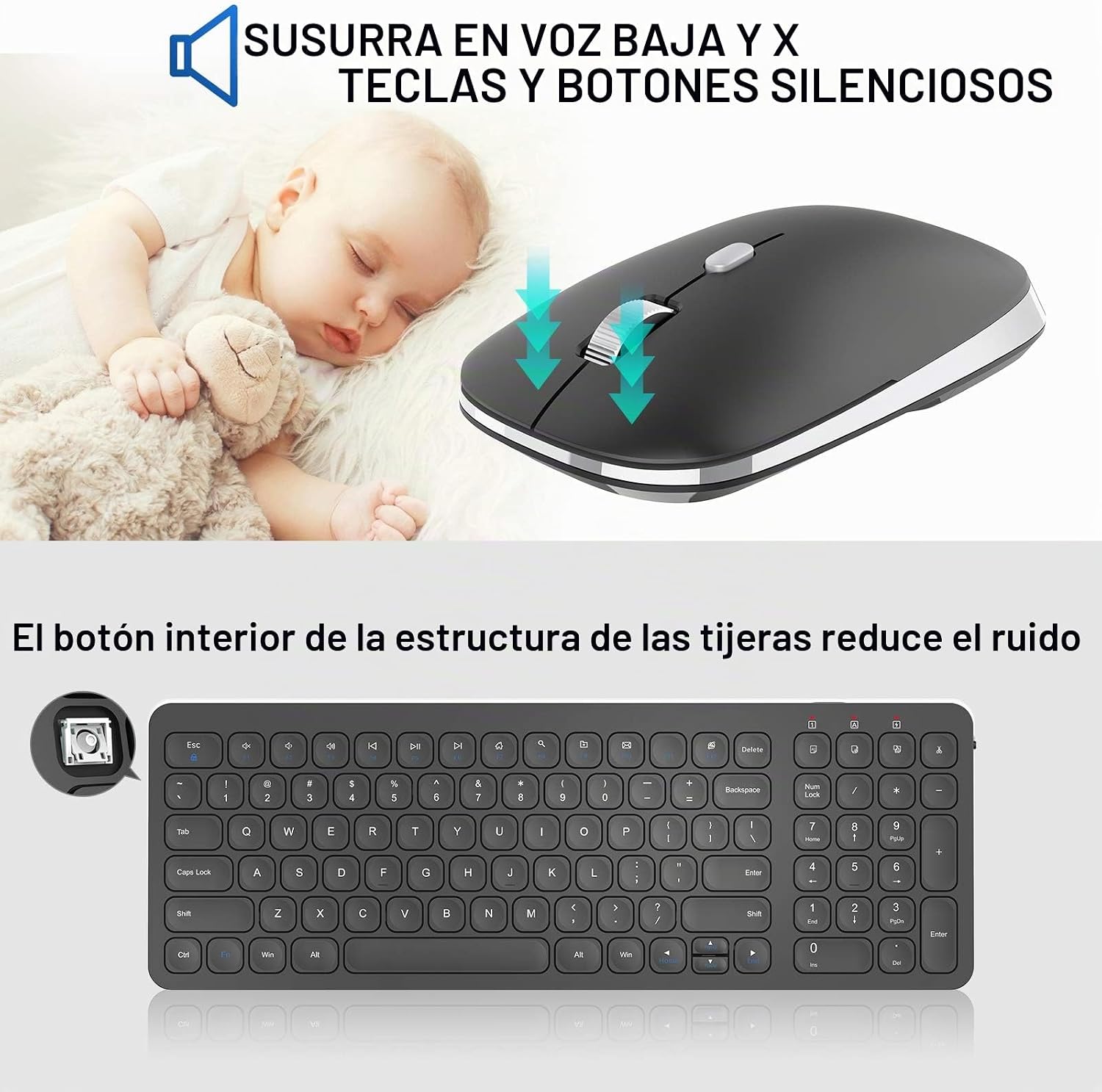 KIT DE TECLADO Y MOUSE INALÁMBRICO CIMETECH NEGRO - 3