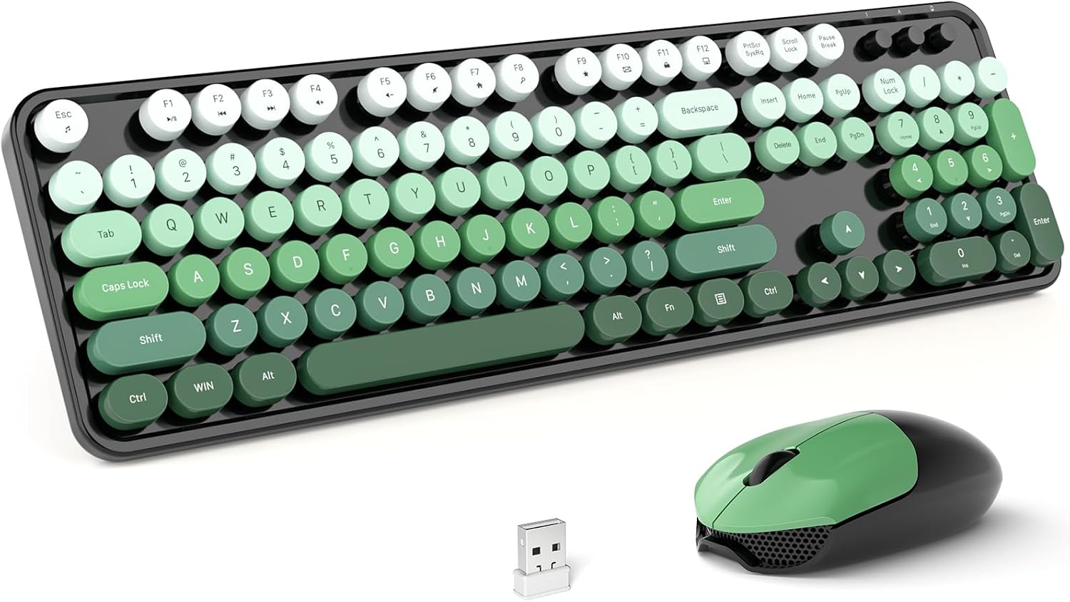 KIT DE TECLADO Y MOUSE INALÁMBRICO MOFII MODELO BLACK GREEN GRADIENT - 1