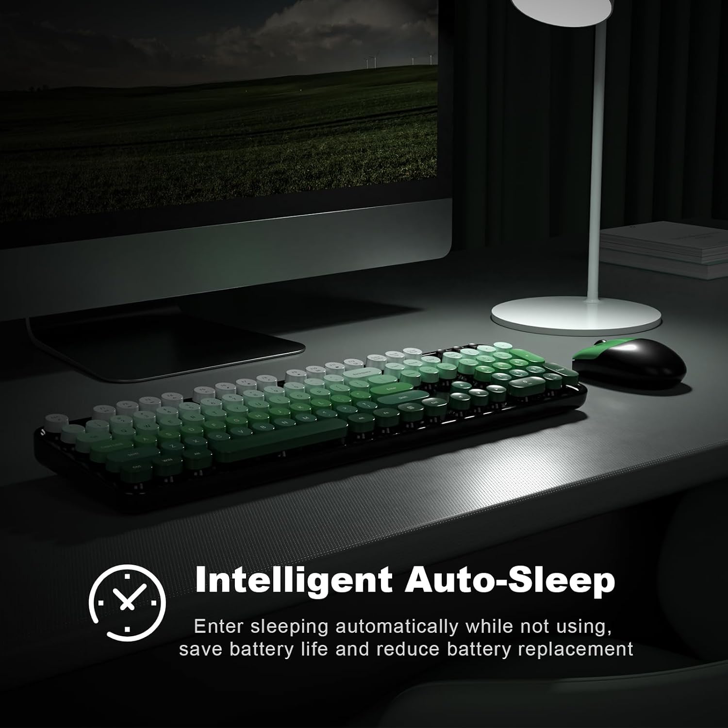 KIT DE TECLADO Y MOUSE INALÁMBRICO MOFII MODELO BLACK GREEN GRADIENT - 4