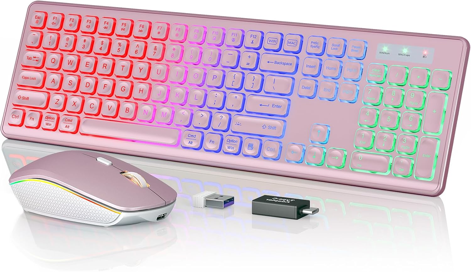 KIT INALÁMBRICO DE TECLADO Y MOUSE TRUEQUE KM42PRO RGB - 1