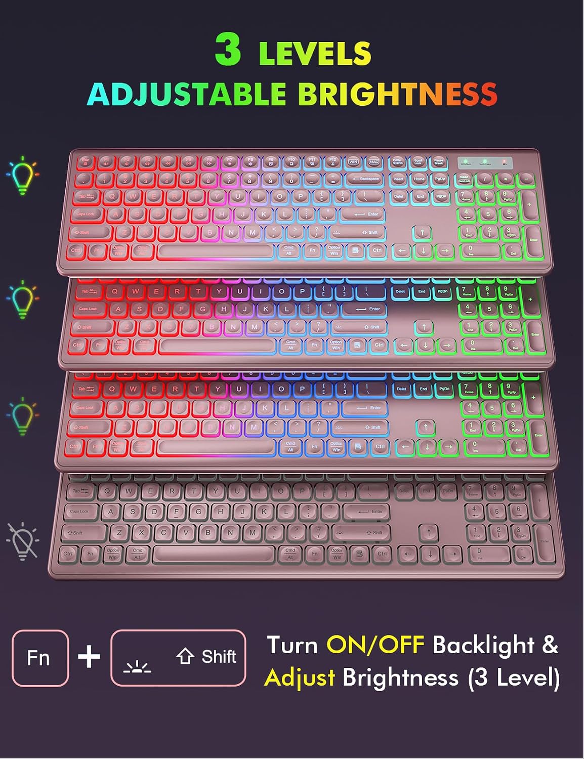 KIT INALÁMBRICO DE TECLADO Y MOUSE TRUEQUE KM42PRO RGB - 2