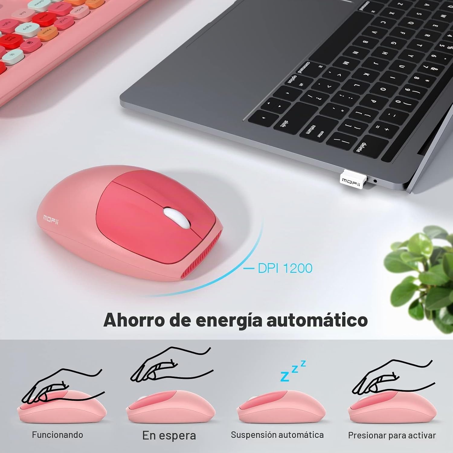 KIT INALÁMBRICO DE TECLADO Y MOUSE MOFII 110 TECLAS COLOR VERDE - 4