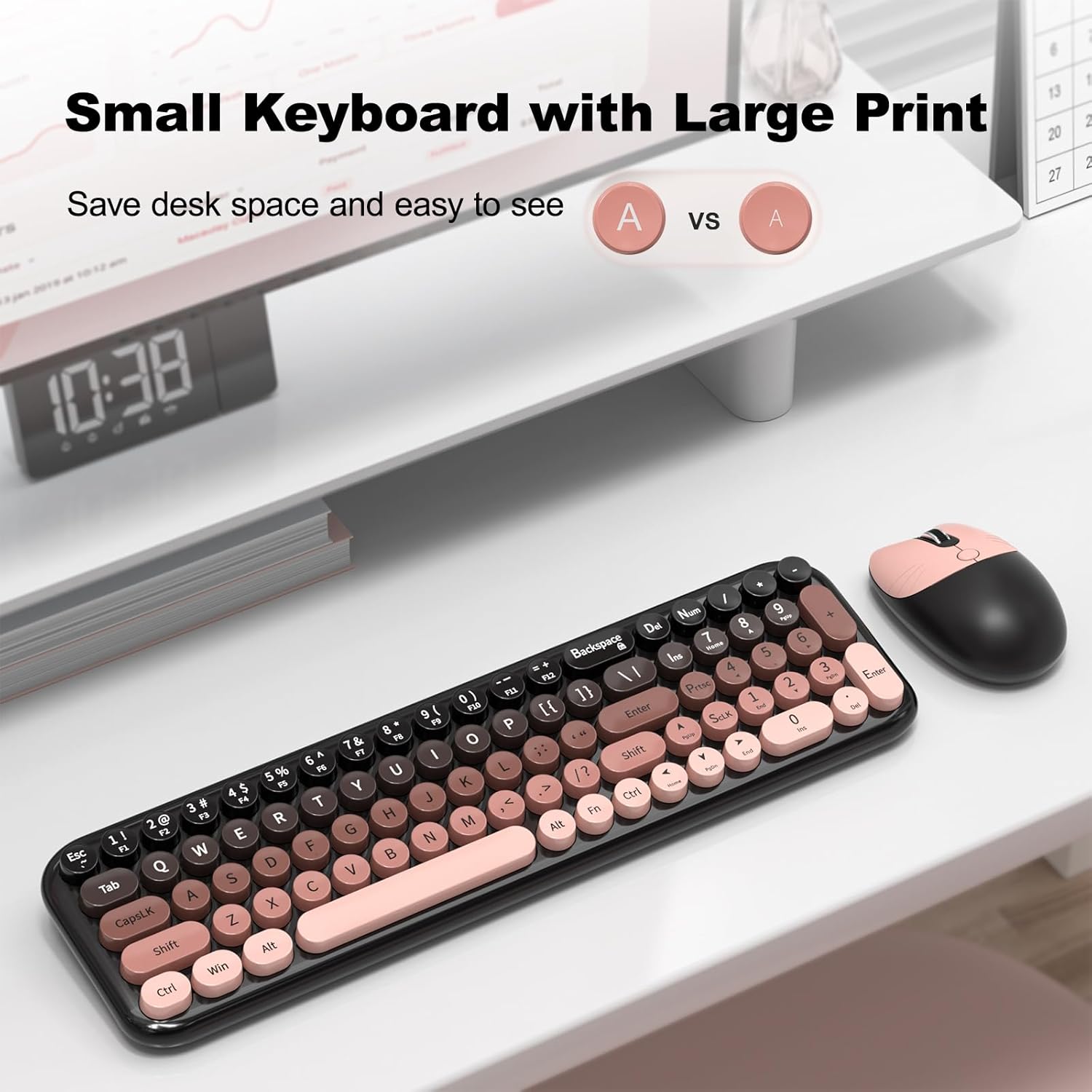 KIT DE TECLADO Y MOUSE CON CABLE MOFII RETRO TYPEWRITER USB TAMAÑO COMPLETO NEGRO Y AZUL - 3
