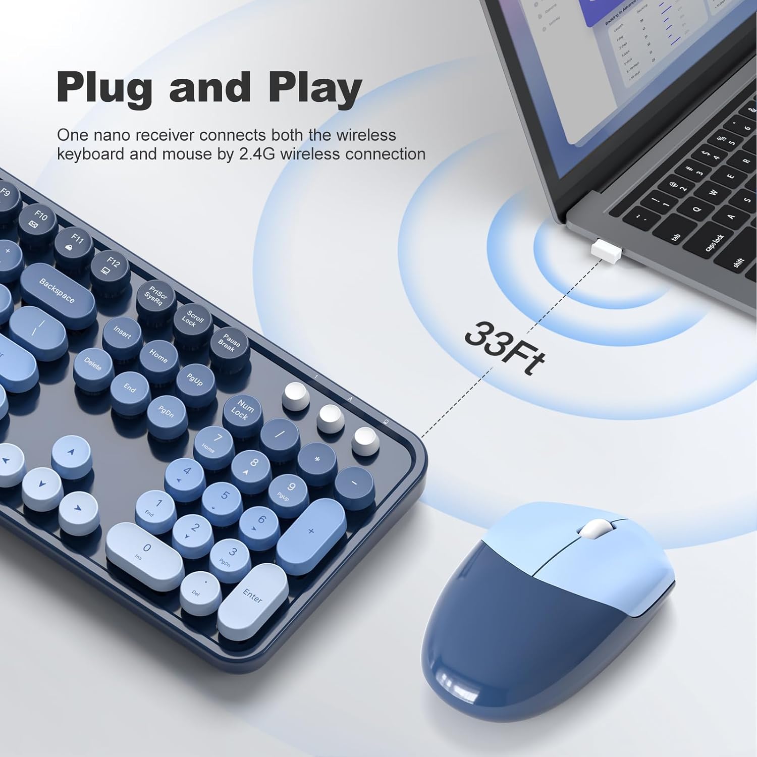 KIT DE TECLADO Y MOUSE INALÁMBRICO MOFII MODELO SEA BLUE GRADIENT - 2