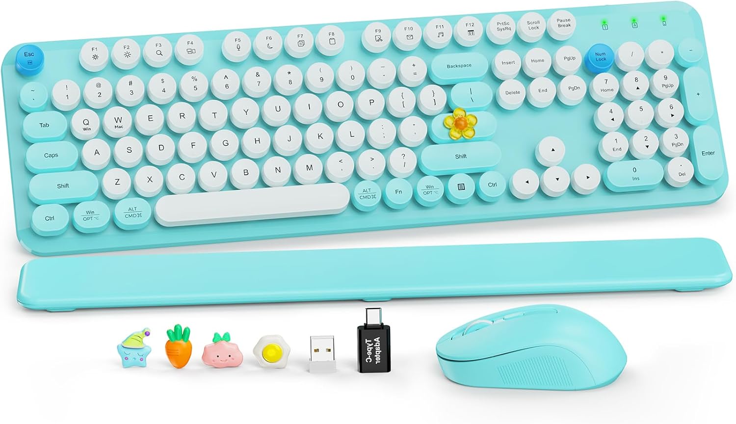 KIT INALÁMBRICO TECLADO Y MOUSE SABLUTE PALE TURQUOISE CON REPOSAMUÑECAS MAGNÉTICO - 1